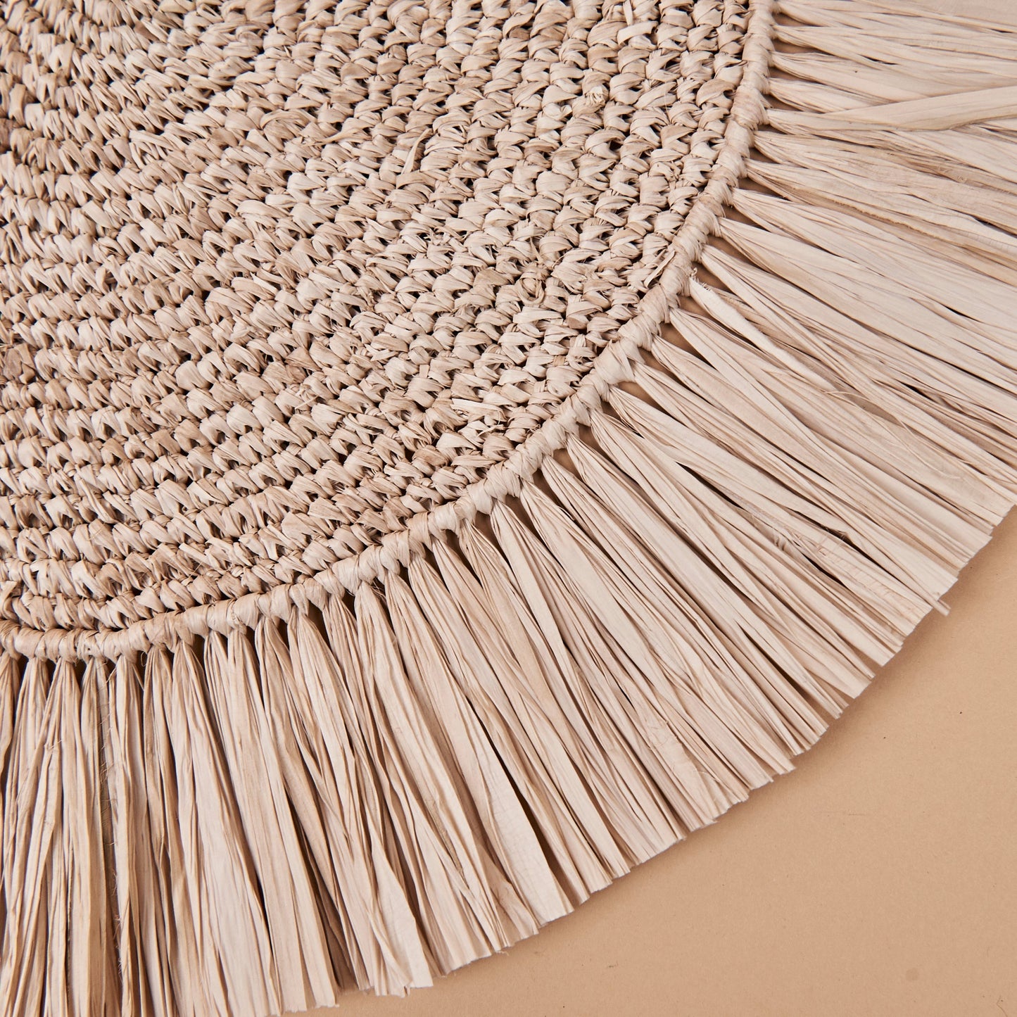 Pahiyas Woven Raffia Fringe Placemats Natural, Set of 2