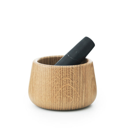 CRAFT MORTAR & PESTLE - BLACK MARBLE / OAK
