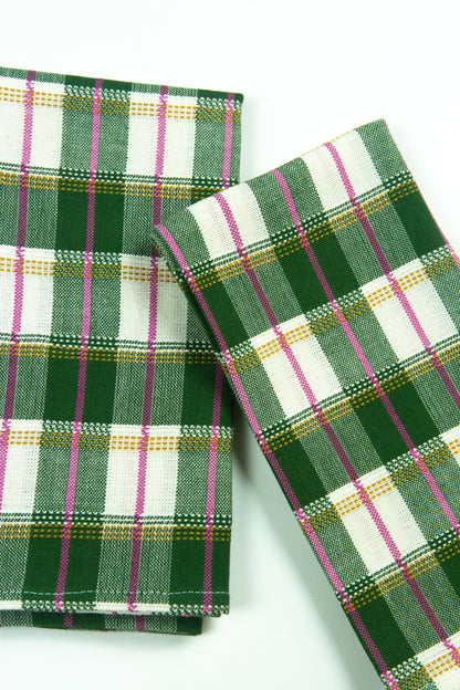 San Andres Gingham Forest & White Napkins