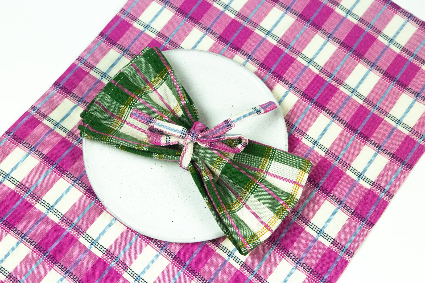 San Andres Gingham Pink & Ivory Placemat Set