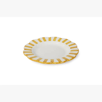 Ceramic stripe Salad Plate, Yellow- 8.25x 8.25 x 1.25 Inches