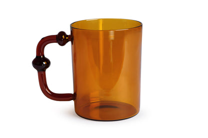 Colored Handblown Drinkware Mug, Amber - 2.7X3.5 Inch (Set of 4)