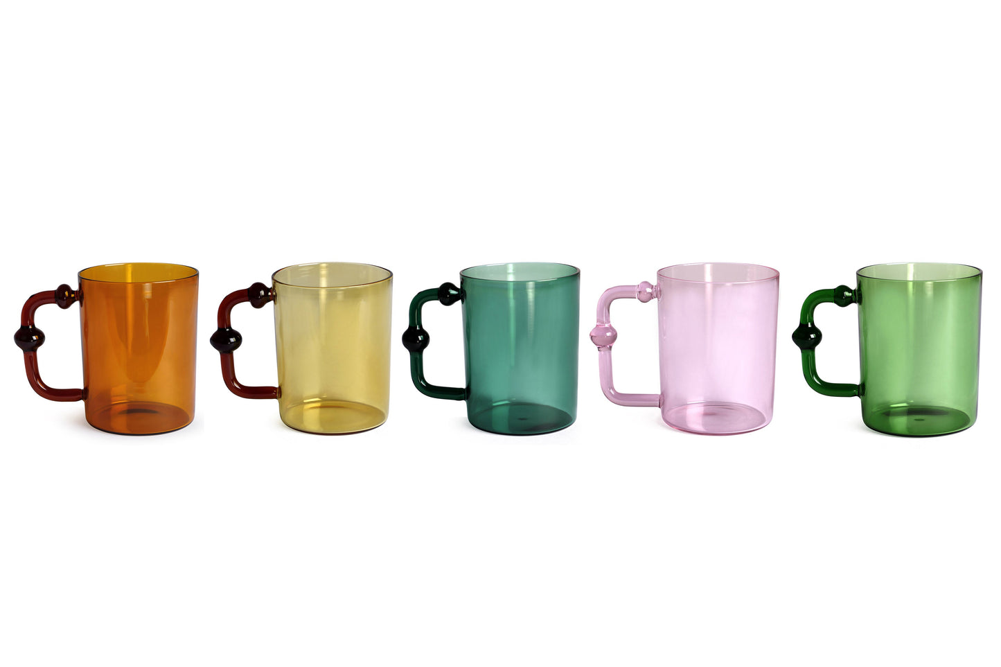 Colored Handblown Drinkware Mug, Pink- 2.7X3.5 Inch (Set of 4)