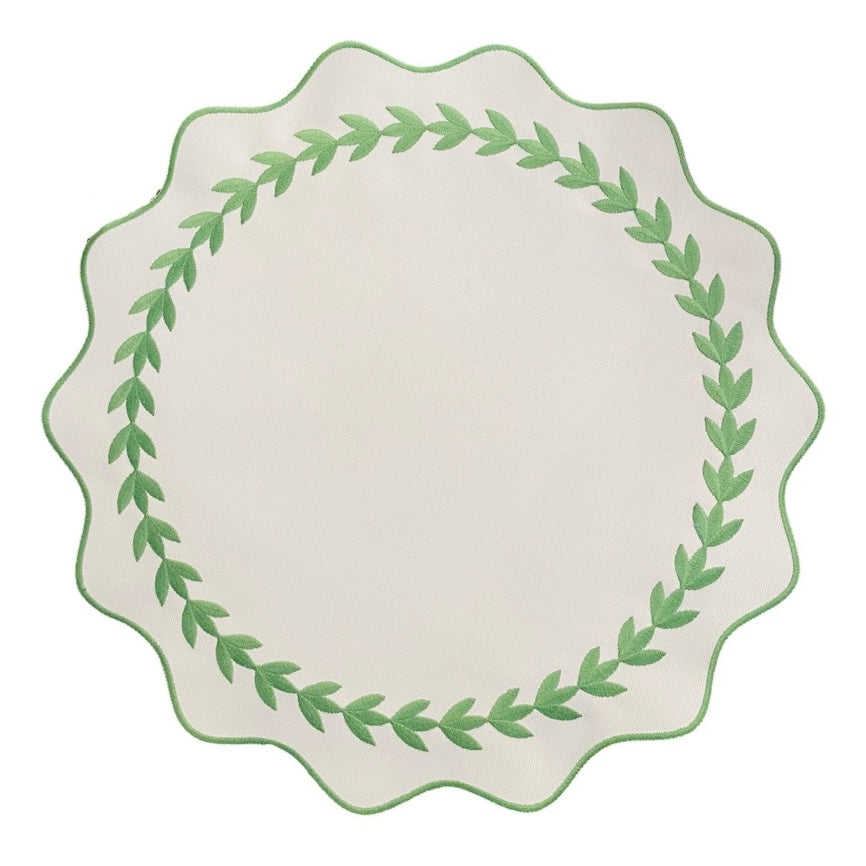 IVY PLACEMAT, WHITE x GREEN (SET OF 4)