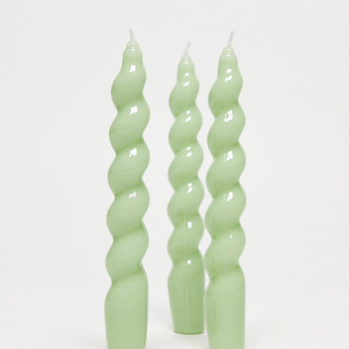 SPIRAL TAPER CANDLES, SAGE (SET OF 3)