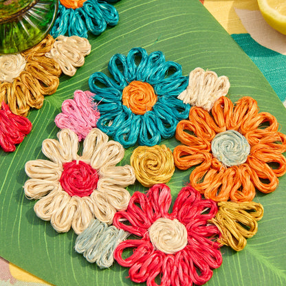 Fleur Woven Abaca Trivets, Set of 2