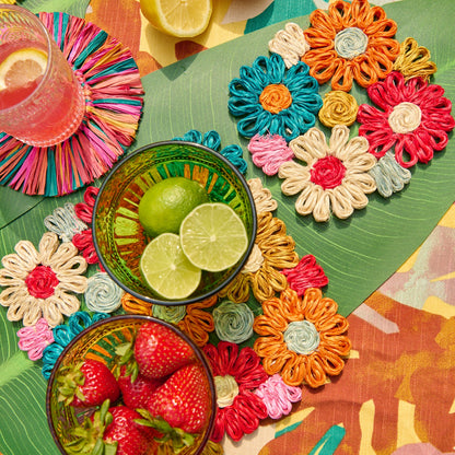 Fleur Woven Abaca Trivets, Set of 2