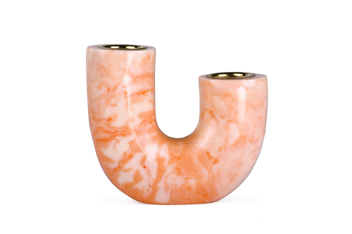 U Shaped Resin Candle holder- Pink, 2.5 x 4.5 Inches  (Set of 2)