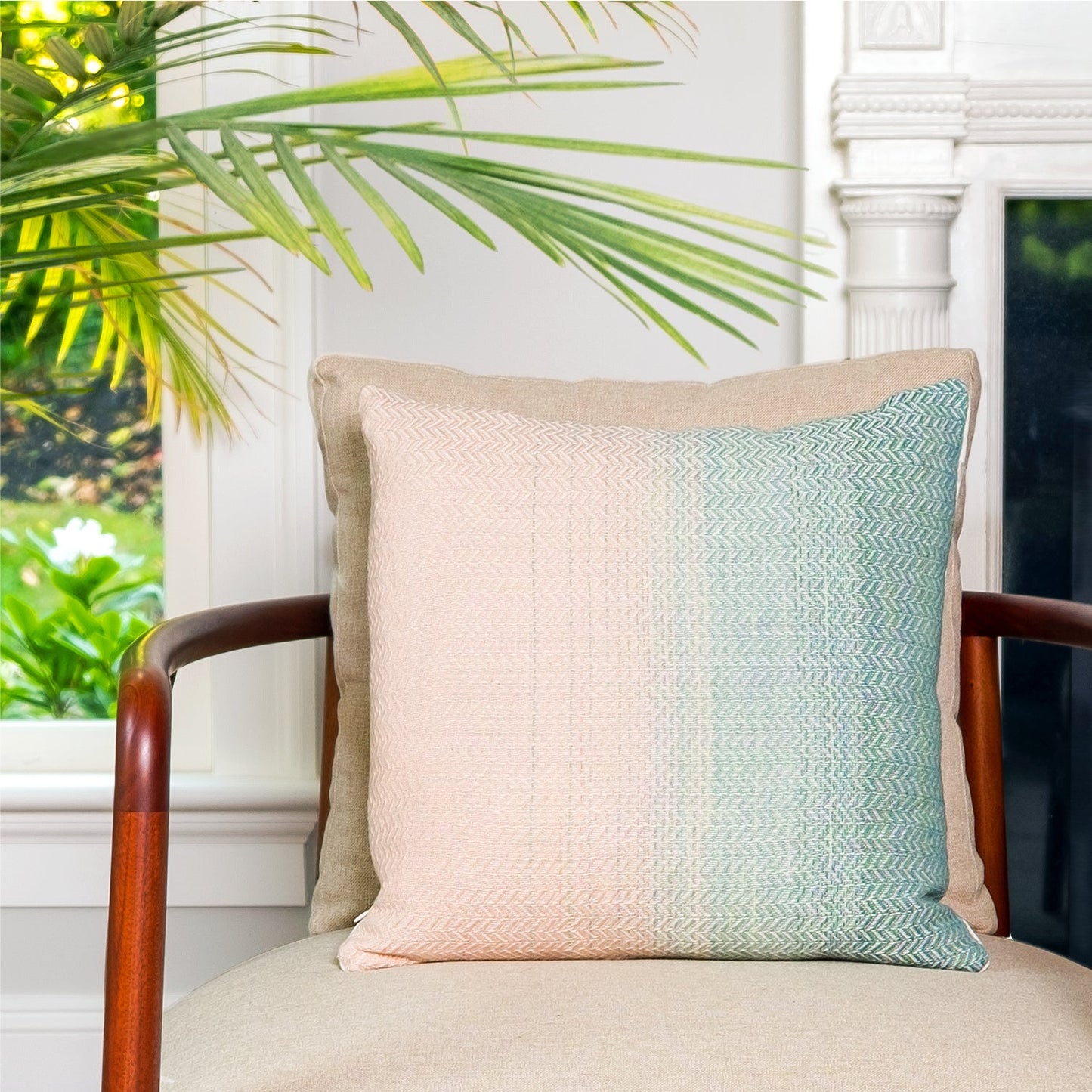 Green Horizon Throw Pillow