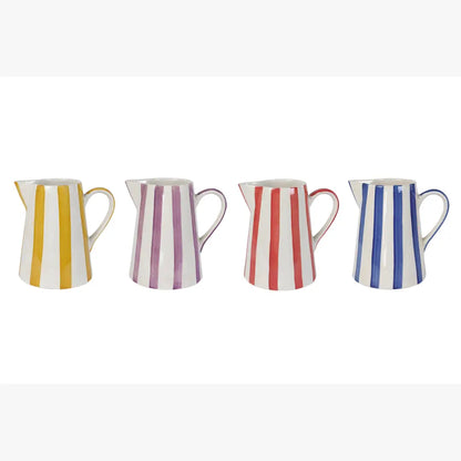 Ceramic Stripe Pitcher, Blue - 8.25x8.25x8 Inches