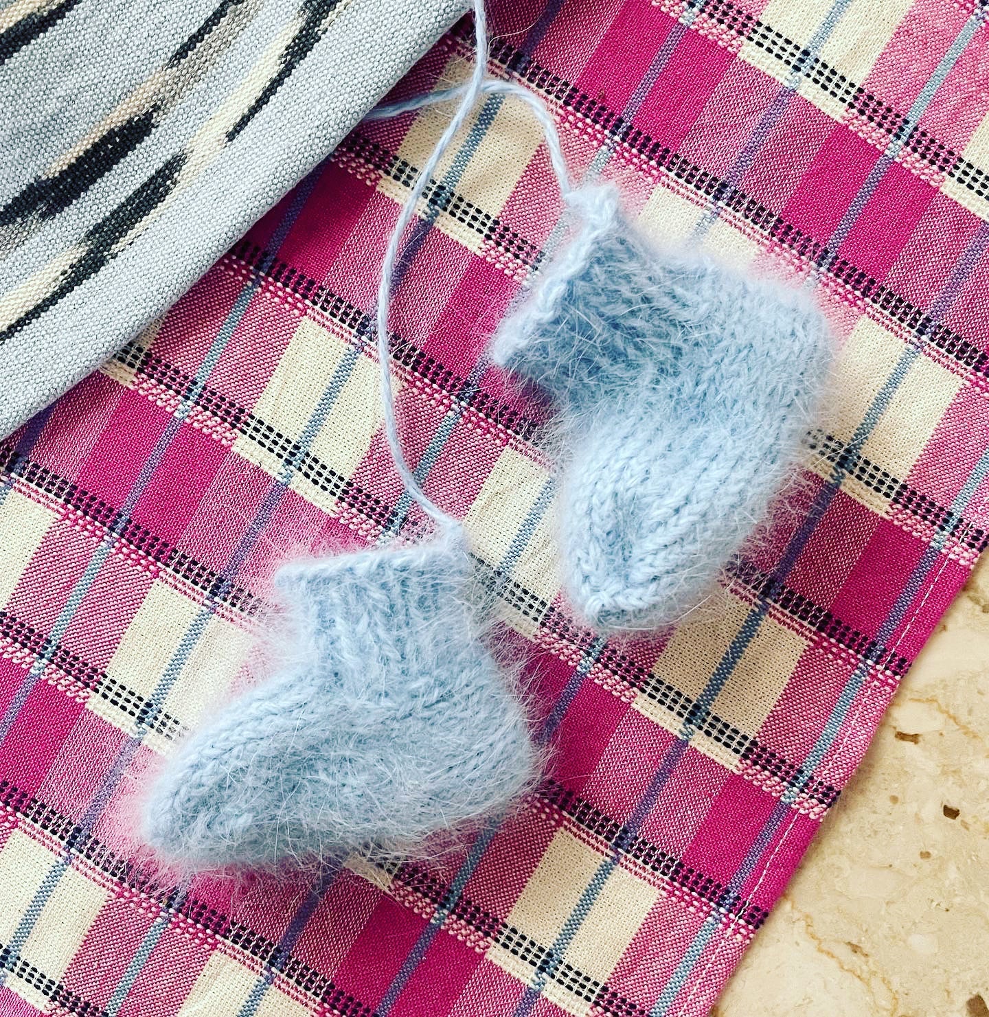 San Andres Gingham Pink & White Table Runner