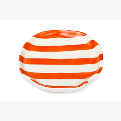 Ceramic Orange stripe plate, 6.3x6.3 Inches (Set of 4)