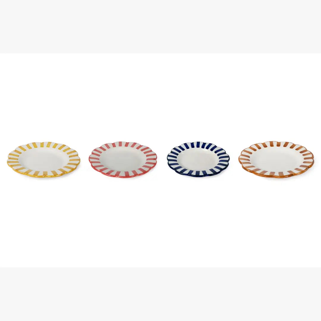 Ceramic stripe Salad Plate, 8.25x 8.25 x 1.25 Inches- Red