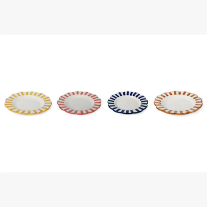 Ceramic stripe Salad Plate,  Blue- 8.25 x 8.25 x 1.25 Inches