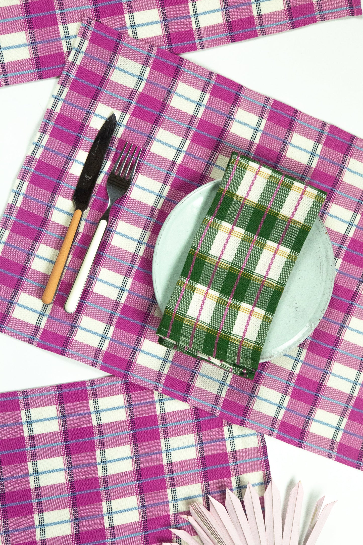 San Andres Gingham Forest & White Napkins
