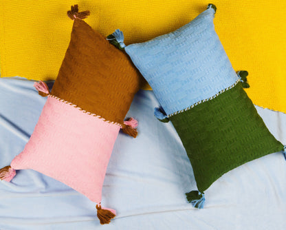 Antigua Pillow - Baby Pink and Umber Colorblocked