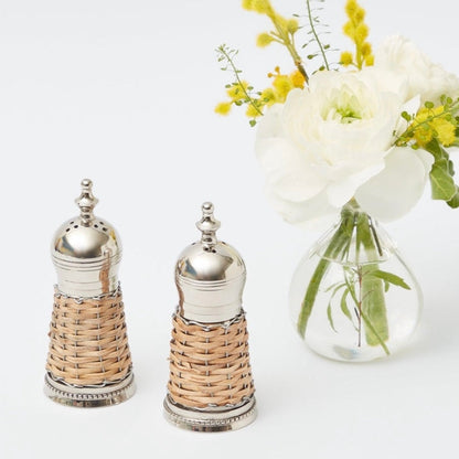 BASKETWEAVE SALT & PEPPER SHAKER SET