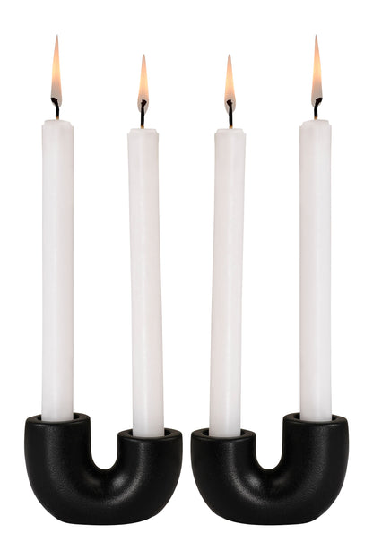 Nordic Style U Shaped Concrete Candle holder-  Black, 2x2.5 Inch  (Set of 2)