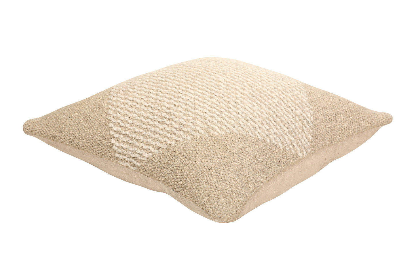 GoodWeave Certified Diagonal Stripe Wool Pillow - Biscotti ,18x18 Inch