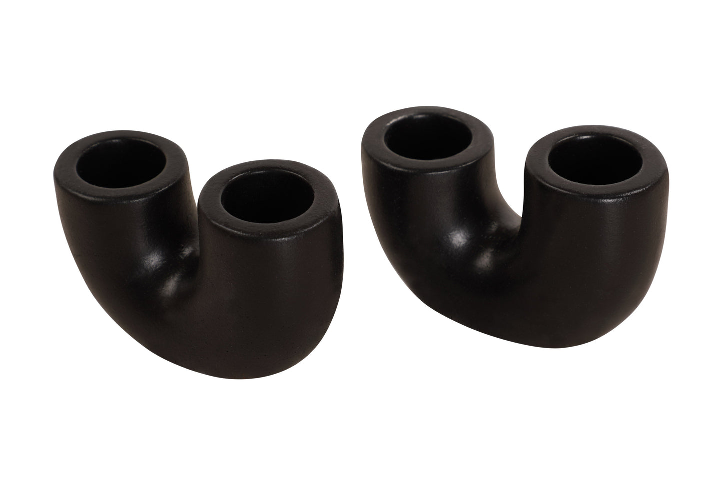 Nordic Style U Shaped Concrete Candle holder-  Black, 2x2.5 Inch  (Set of 2)