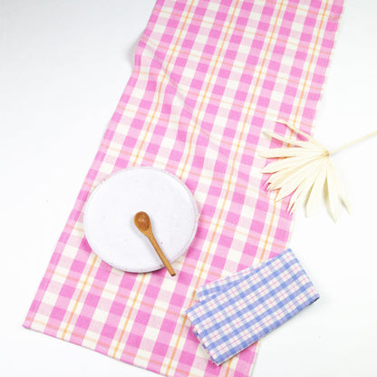 Abigail Plaid Runner in Bubblegum and Peach