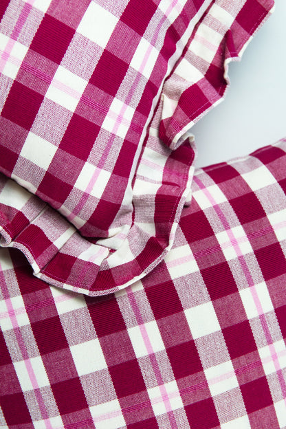 Abigail Cranberry Plaid Pillows