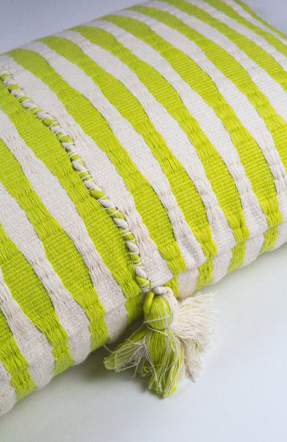Antigua Pillow - Lemon Lime + Ivory Stripe