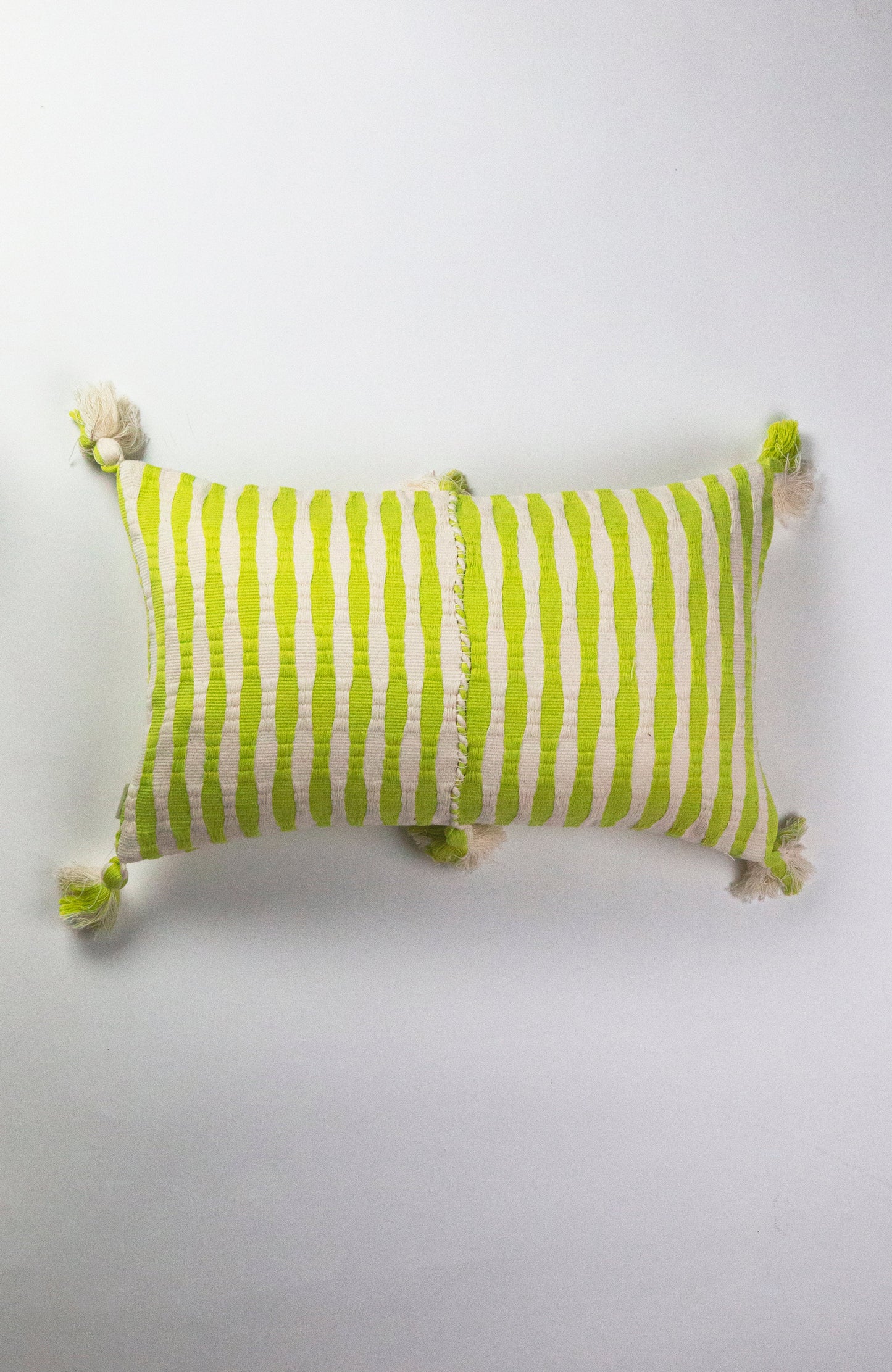 Antigua Pillow - Lemon Lime + Ivory Stripe