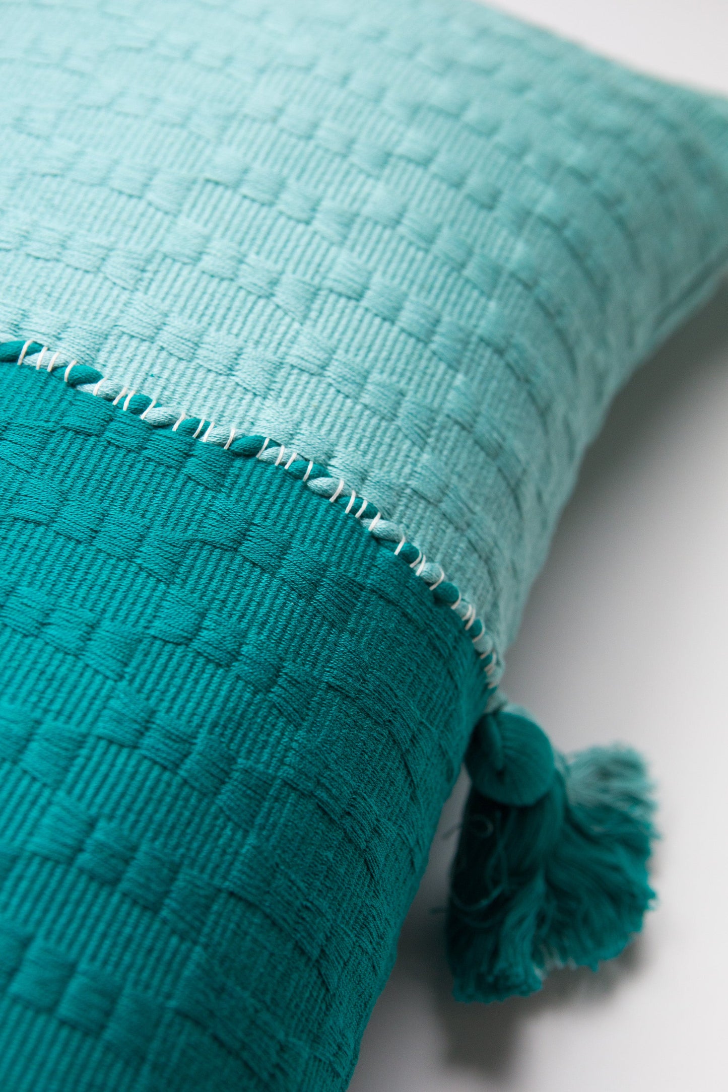 Antigua Pillow - Colorblocked Pink and Orange / Jade Green