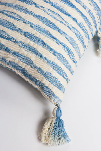 Antigua Pillow- Natural Faded Indigo 20"x20"