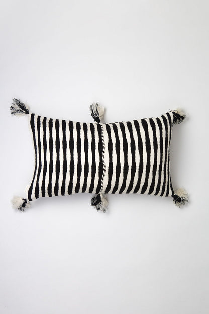Antigua Pillow - Black and Natural Ivory