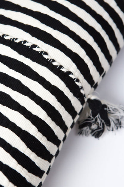 Antigua Pillow - Black and Natural Ivory