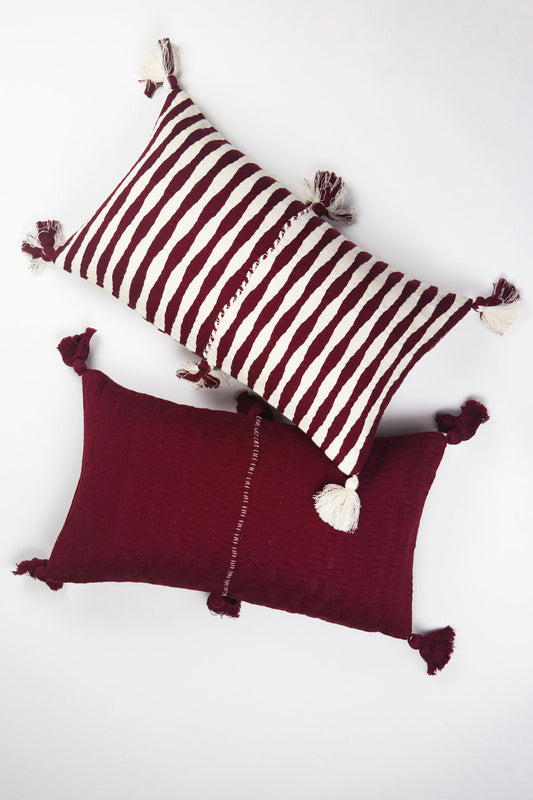 Antigua Pillow - Burgundy Stripe