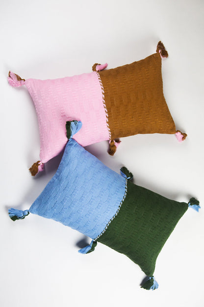 Antigua Pillow - Baby Pink and Umber Colorblocked