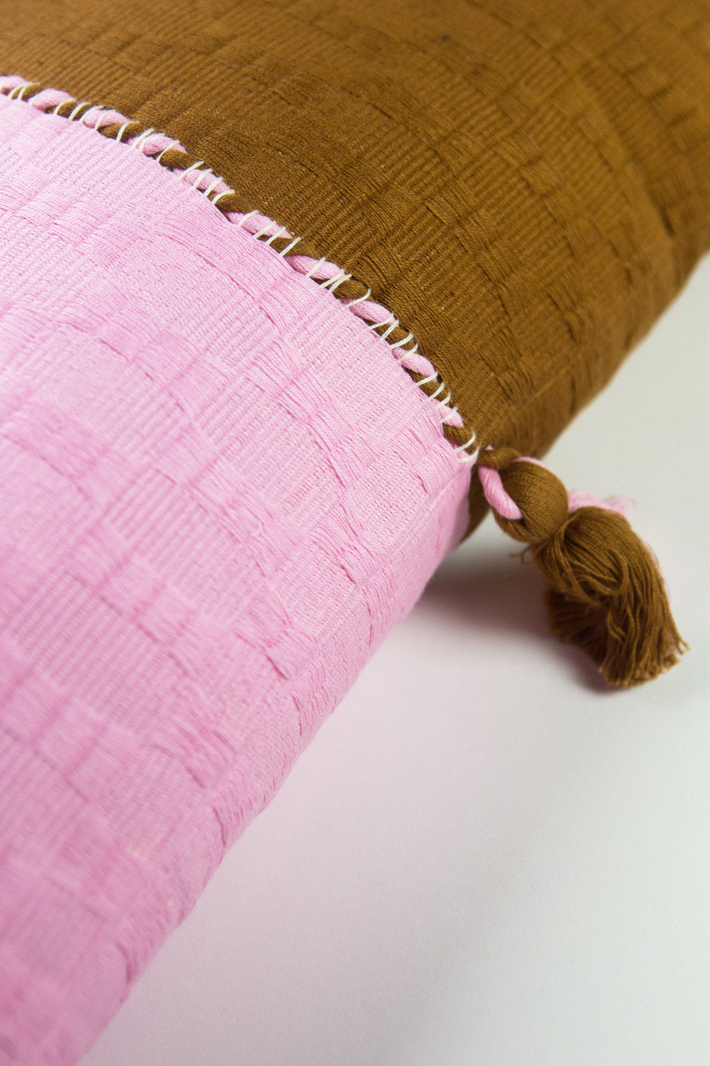 Antigua Pillow - Baby Pink and Umber Colorblocked