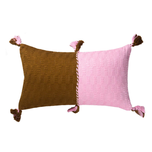 Antigua Pillow - Baby Pink and Umber Colorblocked