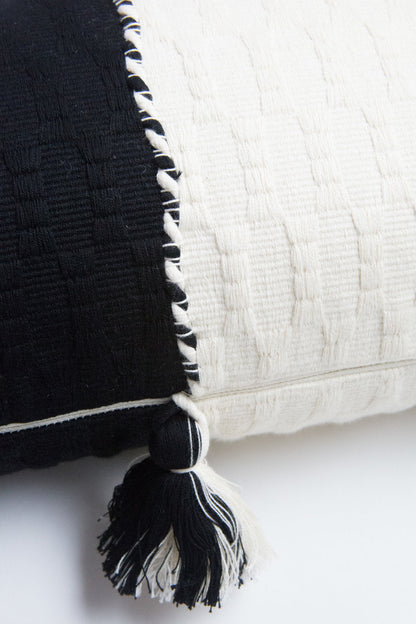 Antigua Pillow - Black &amp; Natural White Colorblocked