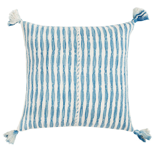 Antigua Pillow- Natural Faded Indigo 20"x20"
