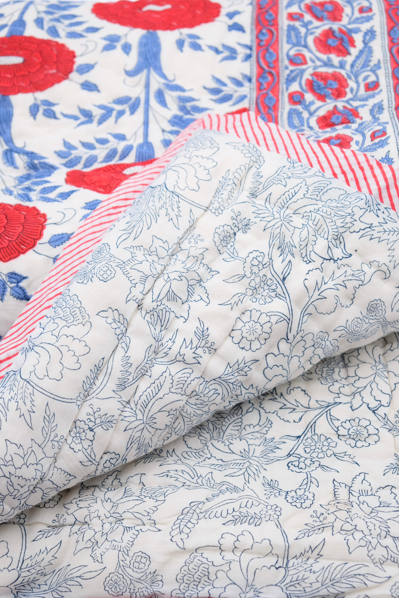 Araminta Block Print Reversible Cotton Quilt