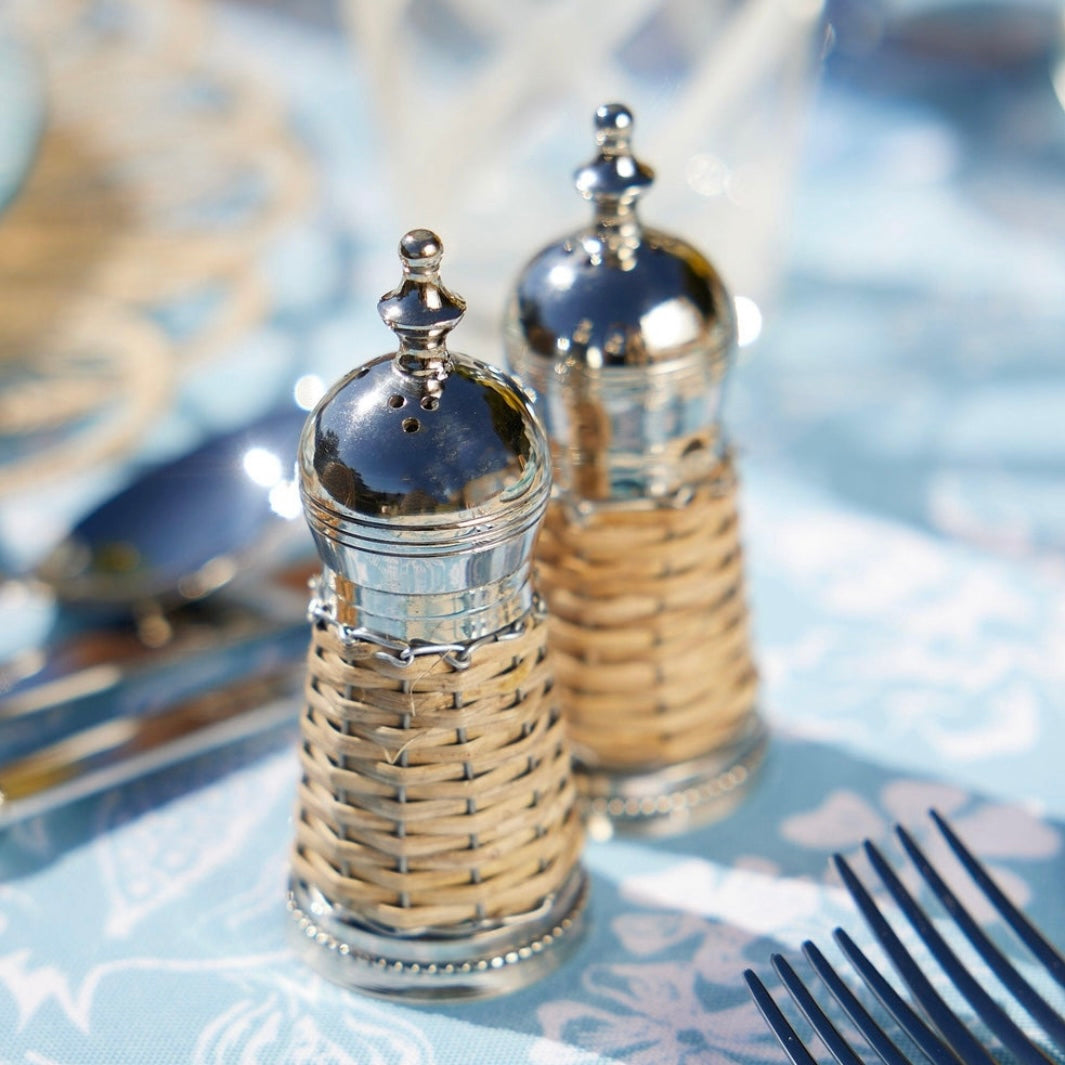 BASKETWEAVE SALT & PEPPER SHAKER SET