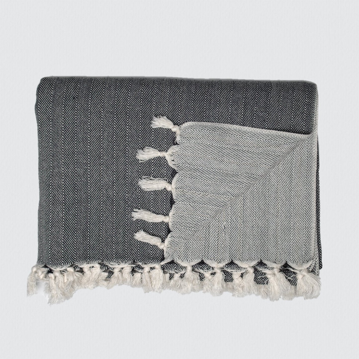 Black Tweed Heavy Cotton Throw