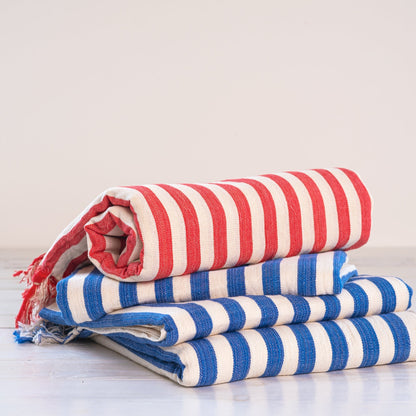 Coral Stripe Turkish Towel