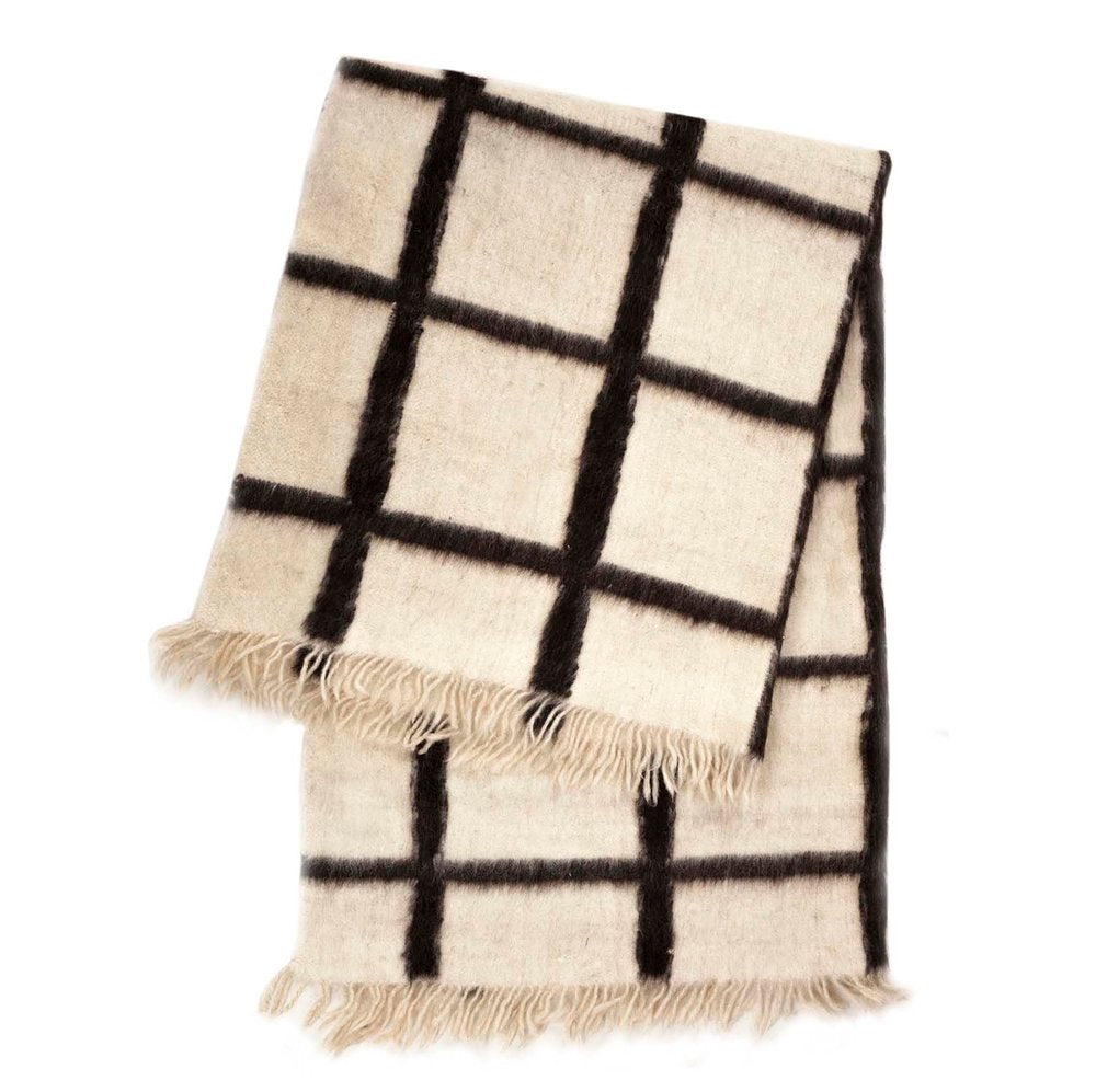 Momos Grid Blanket- Natural White and Black