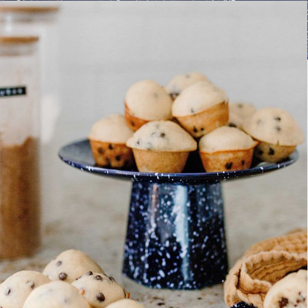 Blue Stoneware Cake Stand