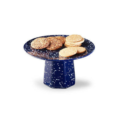 Blue Stoneware Cake Stand