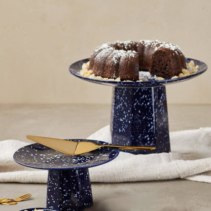 Blue Stoneware Cake Stand