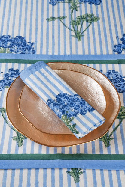 Blue Hydrangea Blockprint Napkins, Set of 4