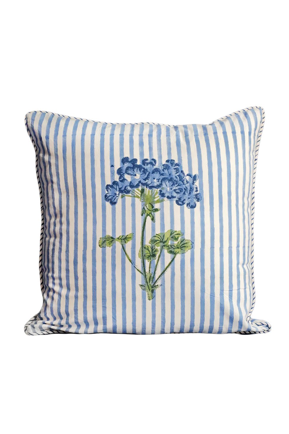 Blue Hydrangea Blockprint Pillow