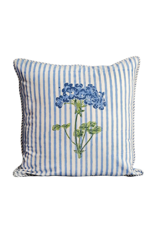 Blue Hydrangea Blockprint Pillow