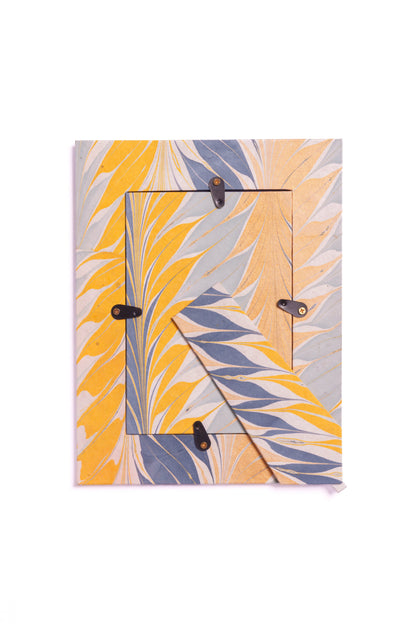 Hand-Marbled Picture Frame in Blue & Gold, 4x6